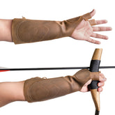 Valhalla Gear forearm guard in full-grain leather close-up highlighting durable protection.