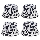 VALICLUD unisex cow bucket hat front view - white, 4-pack