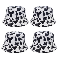 VALICLUD unisex cow bucket hat front view - white, 4-pack