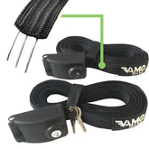 Vamo Let's Go premium locking tie downs on a roof rack secure transport.