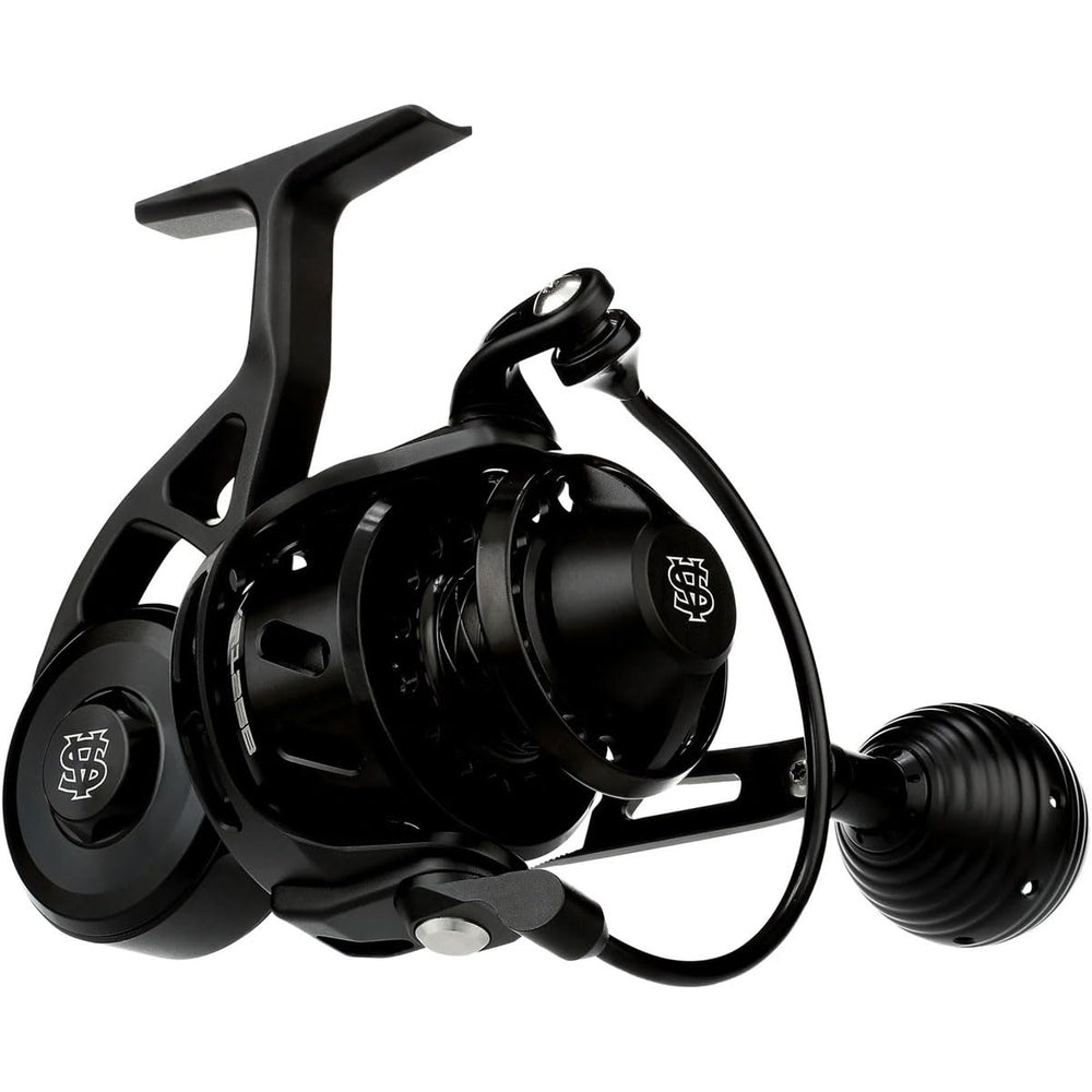 Van Staal VR series spinning reel angled view highlights durability and smooth drag performance.