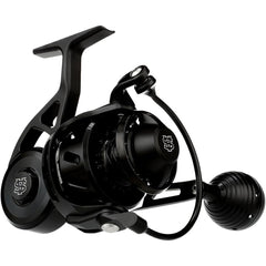 Van Staal VR series spinning reel angled view highlights durability and smooth drag performance.