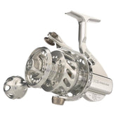 Van Staal VS X2 bail-less spinning reel close-up showing unibody construction