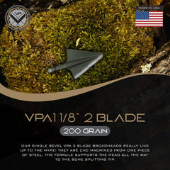 Vantage Point Archery VPA broadhead blade close-up showing sharp edge and geometry
