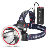 Vanvale headlamp front view shows compact, high-brightness beam for outdoor use.