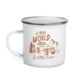 Varam camping enamel mug front view, durable outdoor companion for beverages on hikes