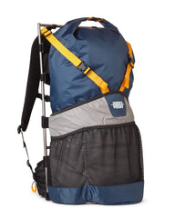 Vargo Exoti Bog Backpack shows ergonomic lumbar plate directing weight to hips for support.