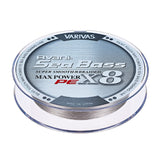 VARIVAS Avani Sea Bass Max Power PE x8 in stealth gray spool, smooth casting performance.