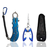 Vartin Fish Lip Gripper Pliers blue handle angled view