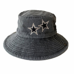 VASTLUCKY convertible denim boonie hat showcasing side snaps for versatile cowboy-chic looks.
