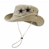 VASTLUCKY crystal star denim bucket hat with sun shading and sparkle detail