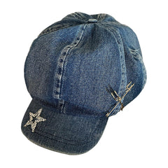 VASTLUCKY denim cowboy hat with rhinestone star for sun protection and style
