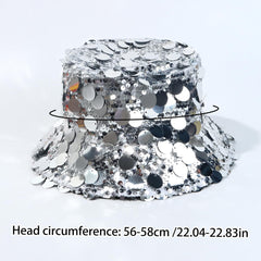 VASTLUCKY mermaid-sequin bucket hat beach look with UV protection.