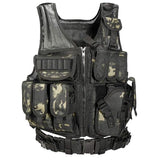 vAv YAKEDA tactical vest front view in black CP for adjustable adult fit.