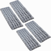VaygWay grey outdoor cot pad on grass showing plush 3-inch cotton padding for camping comfort.