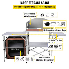 VBENLEM camping kitchen with two side tables for extra prep space.