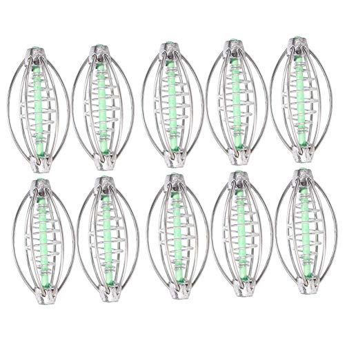 Stainless steel fishing feeder cage close-up