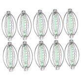 Stainless steel fishing feeder cage close-up