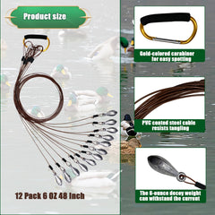 Vecacosic anti-tangle rigging shows stainless cable and swivels for tangle-free retrieval.
