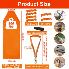 Vecacosic deer drag harness nylon and metal hardware supports heavy game hauling