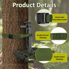Vecacosic 6.5-foot strap length enables climbs on larger diameter trees.