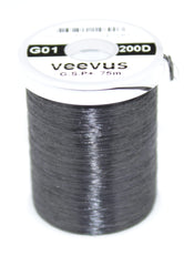 Veevus G.S.P thread spool, flat lay for precise tying and strong hold.