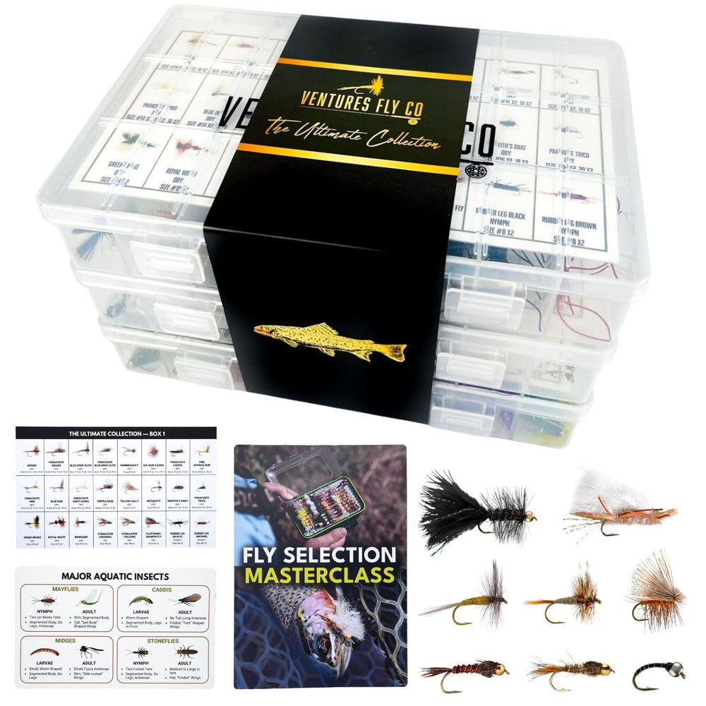 Ventures Fly Co. 200 premium hand-tied fly fishing flies assortment package