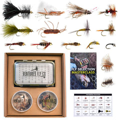Ventures Fly Co. 40 premium hand-tied flies with fly box - assorted set