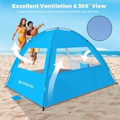 Venustas beach tent folded compact fits in a small bag for travel