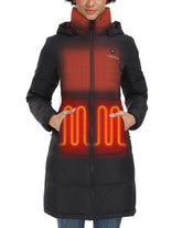 Venustas heated jacket front view shows slim fit warmth for outdoor activities.