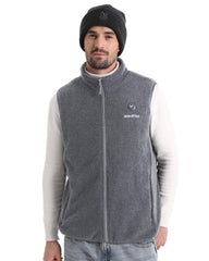 Venustas men's fleece heated vest back view highlights heating panels for full upper body warmth.