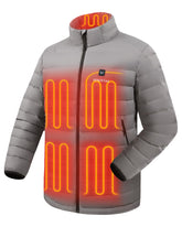 Venustas men's heated jacket exterior with recycled nylon and water resistance for cold days