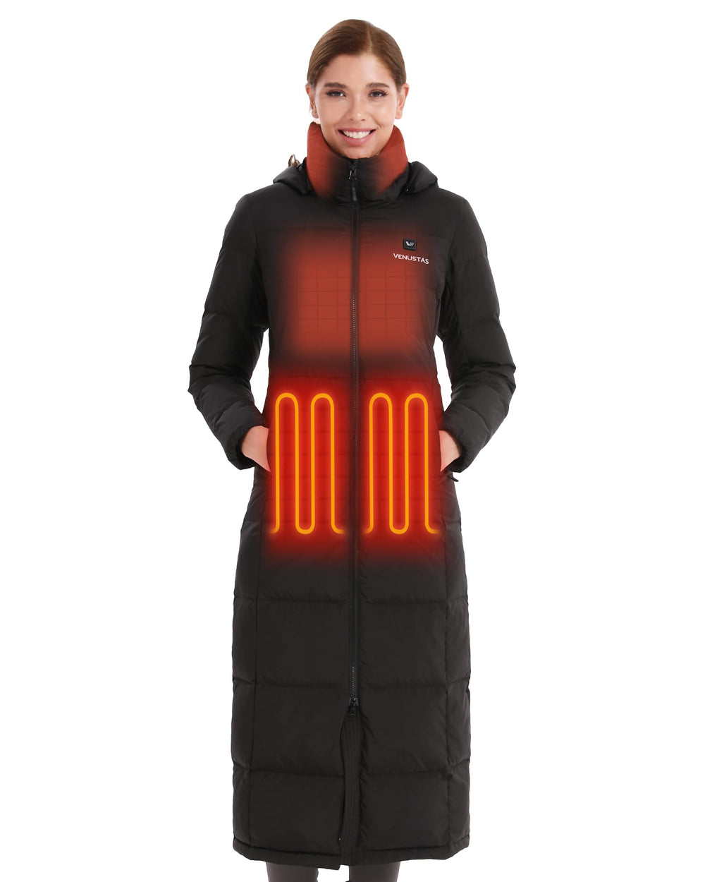 Venustas women's maxi heated jacket with collar heating for cozy warmth