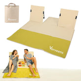 Verveens two-person beach lounge chair on sand for relaxed seaside lounging.
