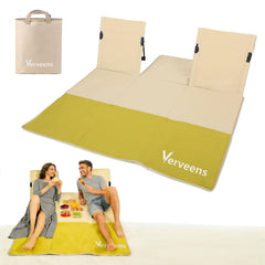 Verveens two-person beach lounge chair on sand for relaxed seaside lounging.
