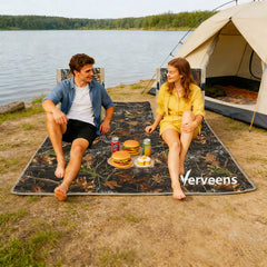 Verveens beach lounge mat side view showing carry bag and quick setup