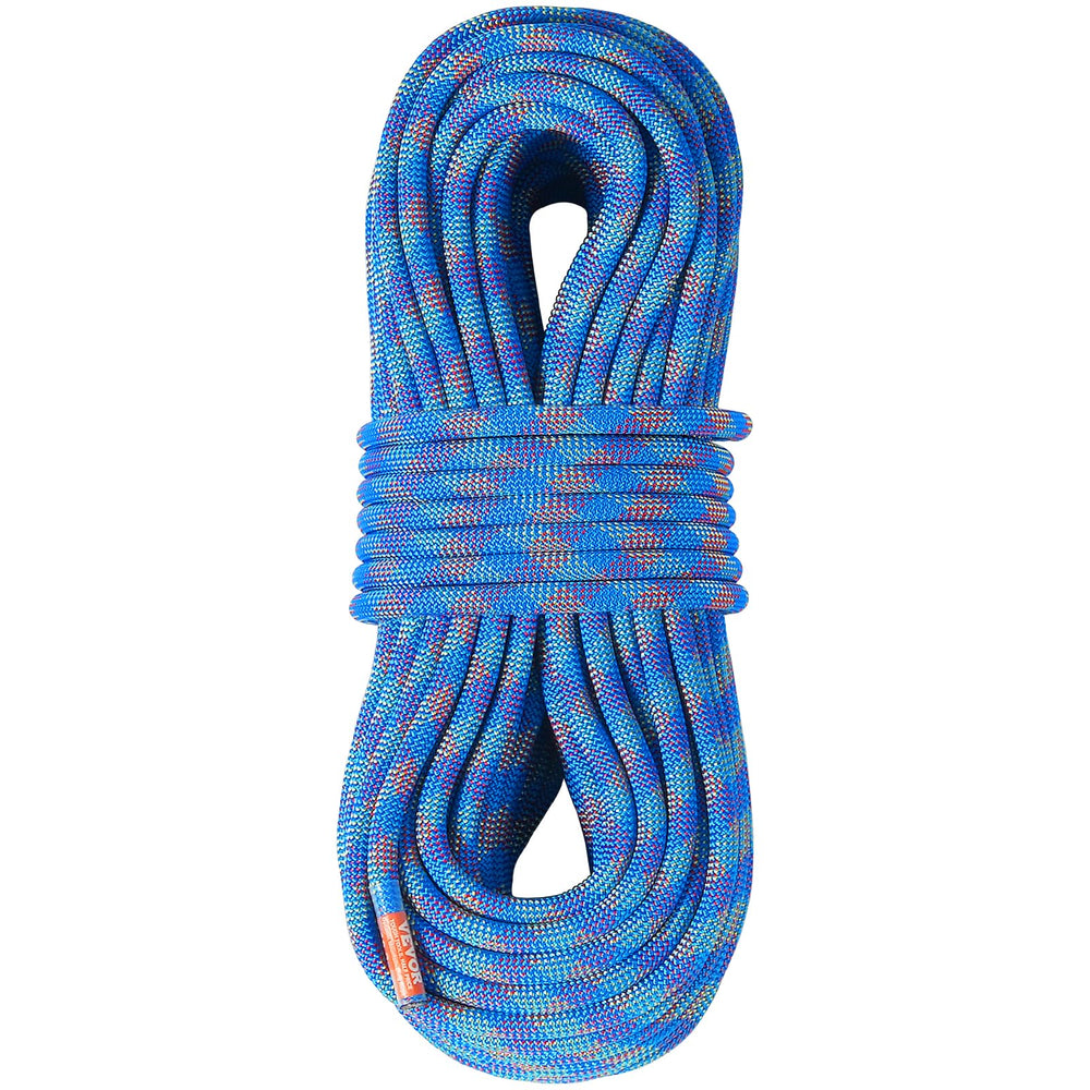 VEVOR 10.2mm dynamic climbing rope in blue for rock climbing and rescue readiness.