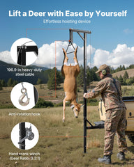 360-degree swivel shaft rotation on game hoist