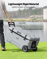 VEVOR 74QT cooler side handle demonstrates easy lifting and transport.