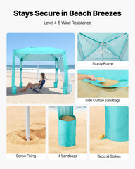 VEVOR Beach Cabana height adjustment widens standing space.