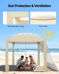 VEVOR Beach Cabana UPF 50+ protection under bright sun.