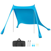 VEVOR beach tent pop-up setup demonstrates quick shade on a sunny beach.