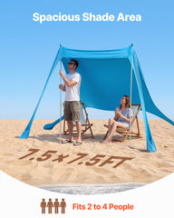VEVOR beach tent UPF50 sun protection blocks harsh rays for family shade.