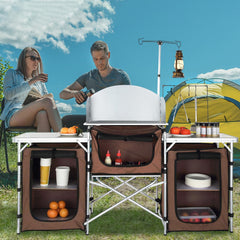 VEVOR camping kitchen table folded compact for easy portability.