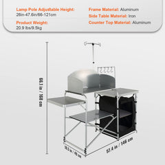 VEVOR camping kitchen table storage compartments organized space for utensils and gear.