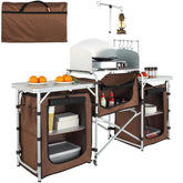 VEVOR camping kitchen table top view showing organized outdoor workspace.