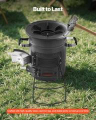 VEVOR camping rocket stove open-door design for easy loading and quick starts