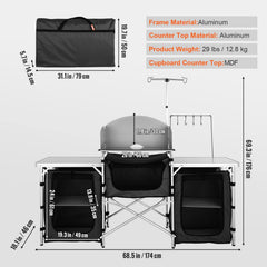 VEVOR camping table side table and hooks for utensils