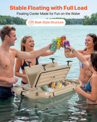 VEVOR apricot floating cooler lid open for quick loading from either side
