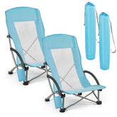 VEVOR folding beach chair high-back with Teslin mesh for breathable comfort on sand